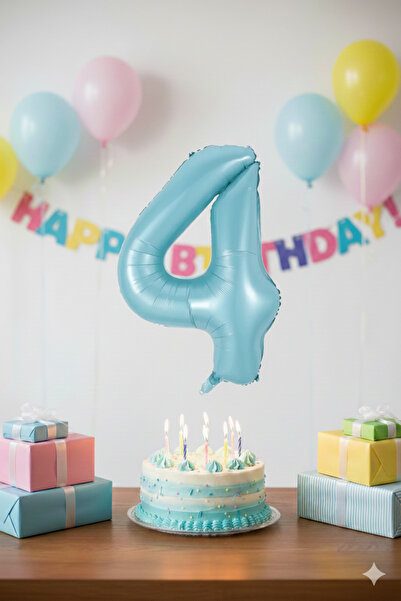 Deniz Party Store بالون فويل أزرق لعمر 4 سنوات 34 بوصة 76-80 سم