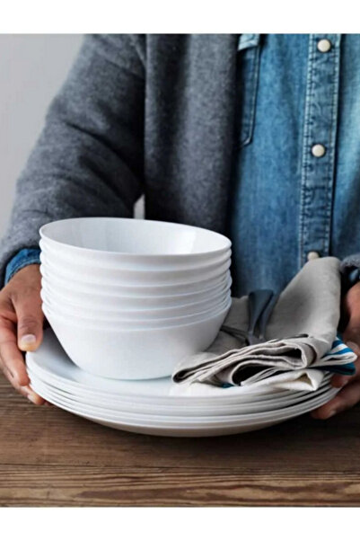IKEA 25 Parça 6 Kişilik Oftast Beyaz Yemek Takımı.(SERVİS-YEMEK-ÇORBA-PASTA-SALATA KASESİ)