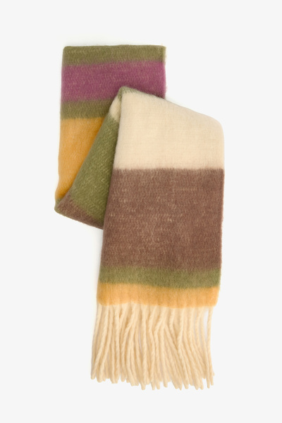 Penti Khaki Alba Striped Soft Textured Scarf