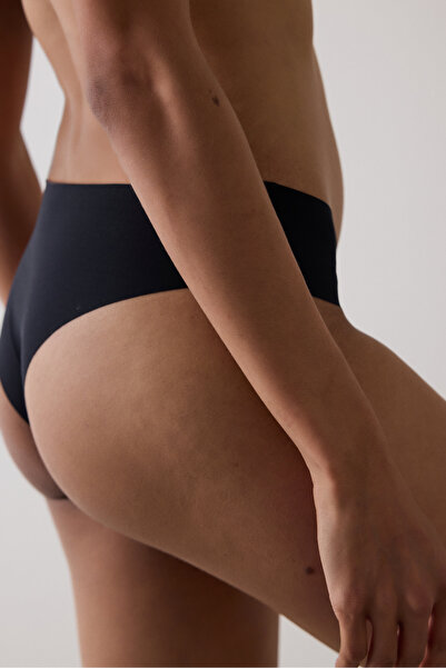Penti Black Low Waist Laser Cut Non-Marking Brazilian Panties