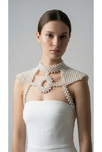 MODA EL ÖRGÜSÜ VATKA DETAYLI İNCİ BONCUK KOLYE