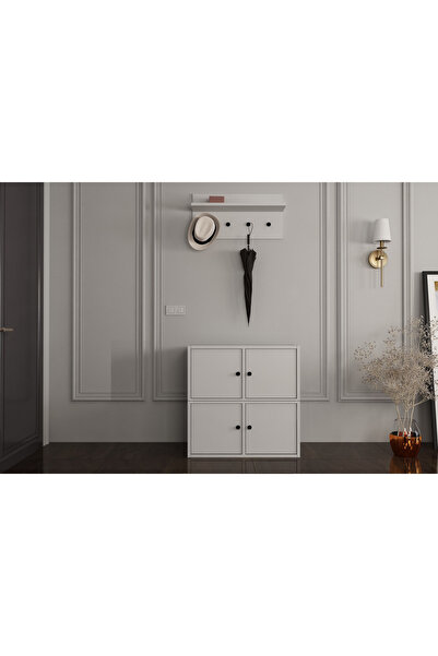 Nettrends Duvar Askilikli Ayakkabilikli Portmanto Beyaz 65 Cm Prt-1014-ç