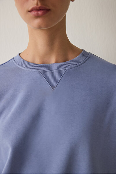 Penti Indigo Curvy Edge Crew Neck Oversize Crop Sweatshirt