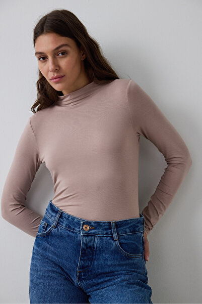 Penti Beige Half Turtleneck Slim Fit Long Sleeve Knitwear Top