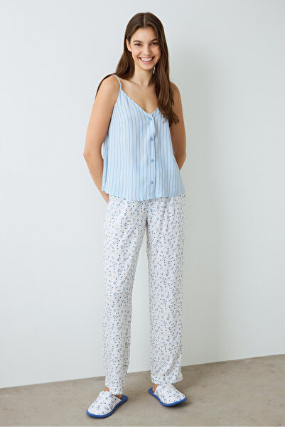 Penti Partea de pijama cu model de flori Lilah alb optic