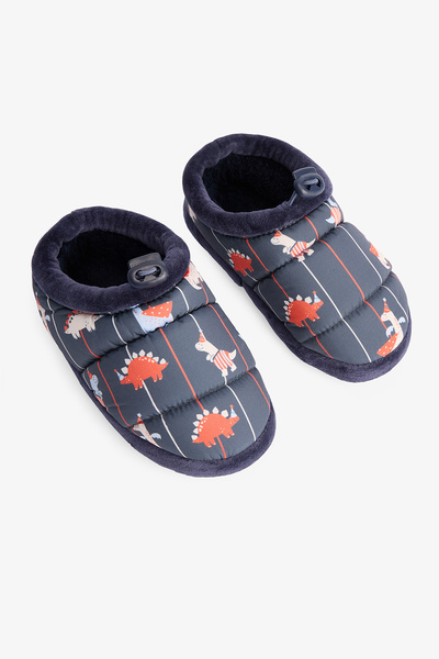 Penti Dark Indigo Boy's Dino Carnaval Dinosaur Patterned Drawstring Home Shoes