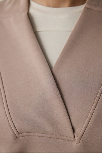 Penti Beige Hooded Modal Crop Sweatshirt