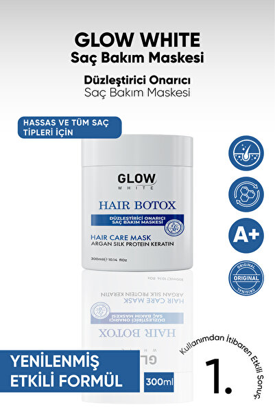 GLOW WHITE Keratin Saç Botoksu – Argan, Keratin ve İpek Proteinli Yoğun Bakım...
