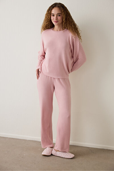 Penti Pink Crew Neck Long Sleeve Pajama Set