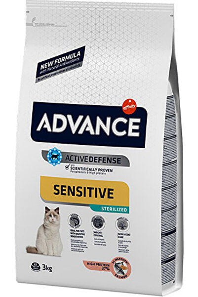 Advance Sensitive Sterilised 3kg Somonlu Kısır Kedi Maması Kısırlaştırılmış Kedi Maması Hassas Kedi
