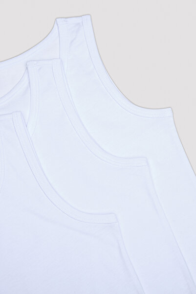 Penti Οπτικά λευκό ανδρικό παιδικό μπλουζάκι με χοντρό λουράκι 3 τεμαχίων