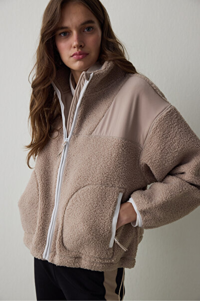 Penti Beige Thermal Effect Zippered Fleece Jacket