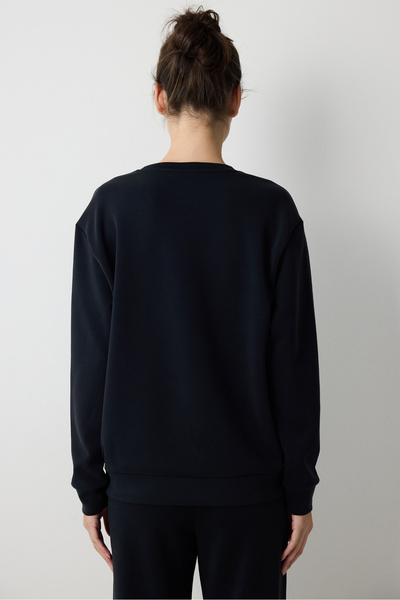 Penti Black Crew Neck Oversize Modal Short Sweatshirt