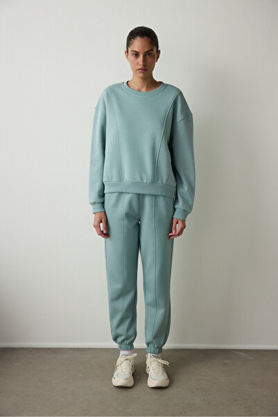 Penti Mint Curvy Side Crew Neck Oversize Crop Sweatshirt