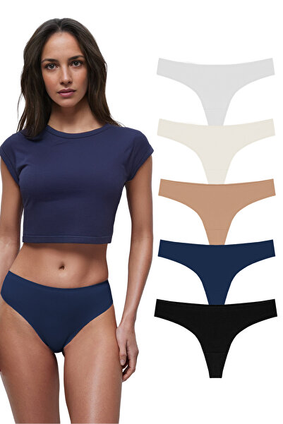 Yohannes Club Σετ 5 γυναικεία εσώρουχα βασικά βραζιλιάνικα σε χρώμα σομόν, πούδρα, λιλά, ροζ, κόκκινο