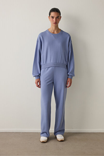 Penti Indigo Curvy Edge Crew Neck Oversize Crop Sweatshirt