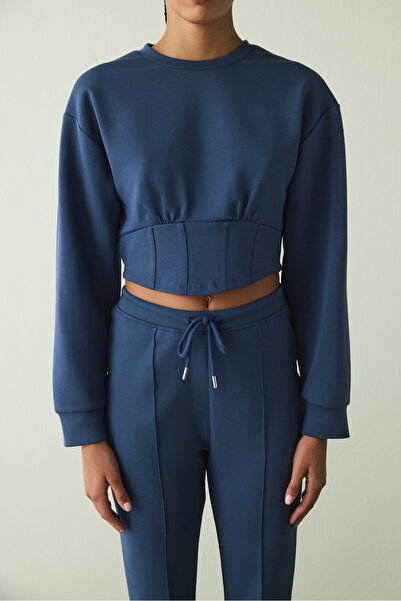 Penti Indigo Belle Line Crew Neck Crop Sweatshirt