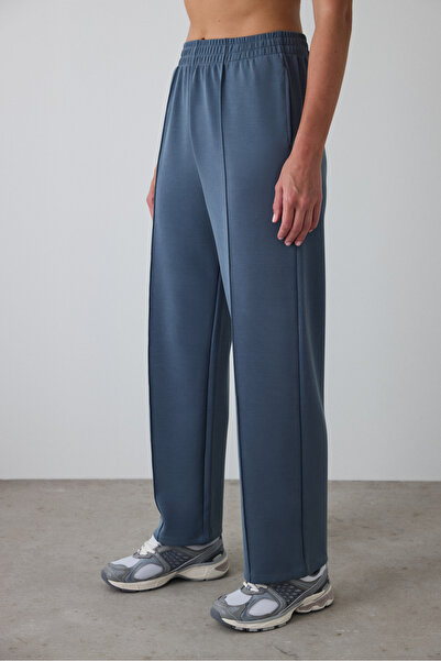 Penti Dunkelgraue, elastische Modalhose mit hoher Taille und geradem Bein