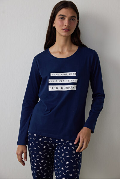 Penti Navy Blue It's Sunday Pants Pajama Set