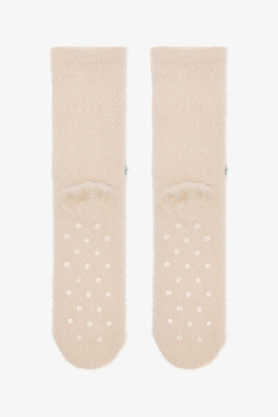 Penti Papuci de casă cu broderie de urs drăguț ecru