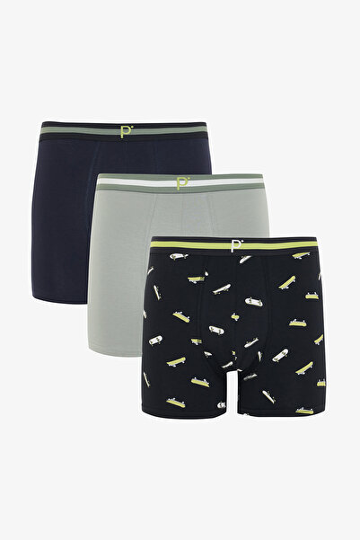 Penti Men's Crew Organic Geometric Patterned 3-Piece Boxer