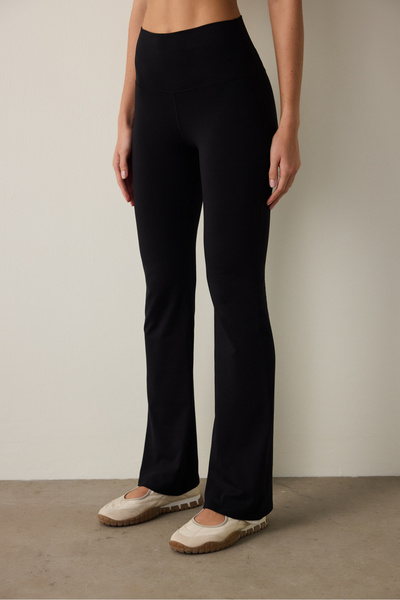 Penti Black High Waist Slim Fit Modal Spanish Leg Sweatpants