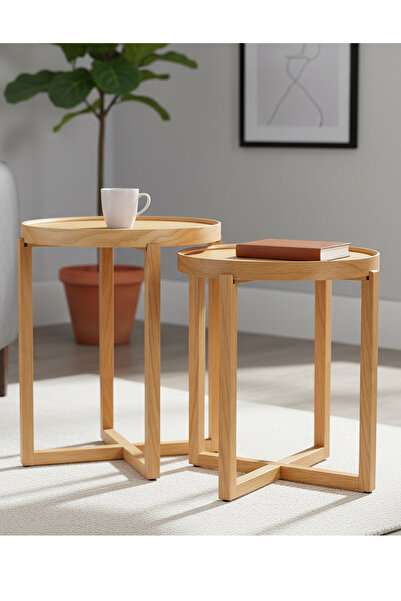 Eymense Nil İkili Zigon Sehpa Meşe