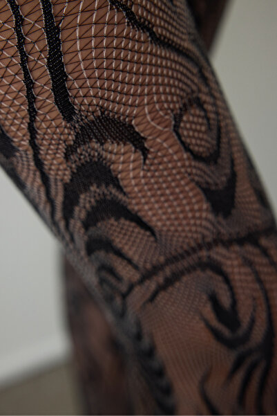 Penti Μαύρο καλσόν με έθνικ σχέδιο 15 Denier