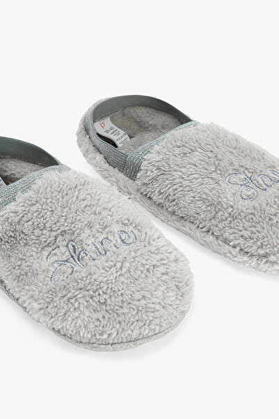 Penti Covoraș de casă brodat cu dungi strălucitoare gri deschis