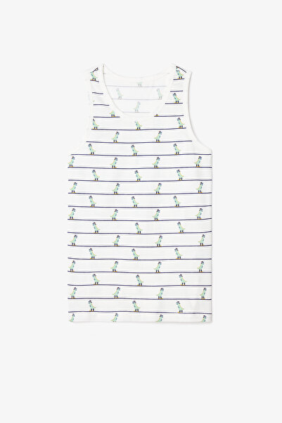 Penti Λευκό ανδρικό εσώρουχο για αγόρια Dino Farm Dinosaur με στάμπα από βαμβάκι 2 τεμαχίων