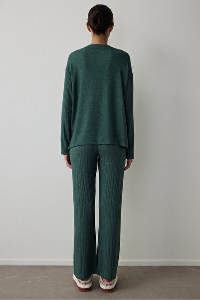 Penti Dark Green Coziness Crew Neck Long Sleeve Pajama Set