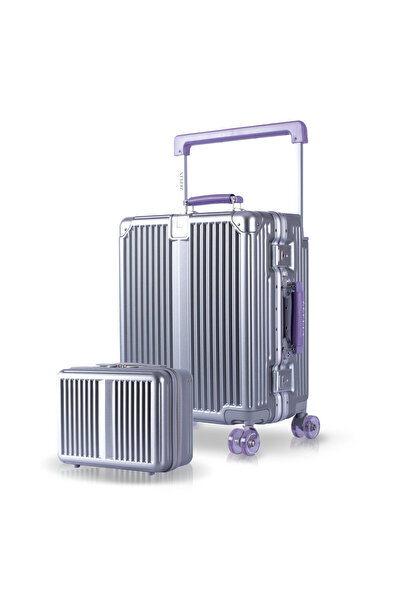 Zeplin Boxy PC Policarbon 2'li Valiz Seti (Kabin ve Makyaj) Silver-Mor