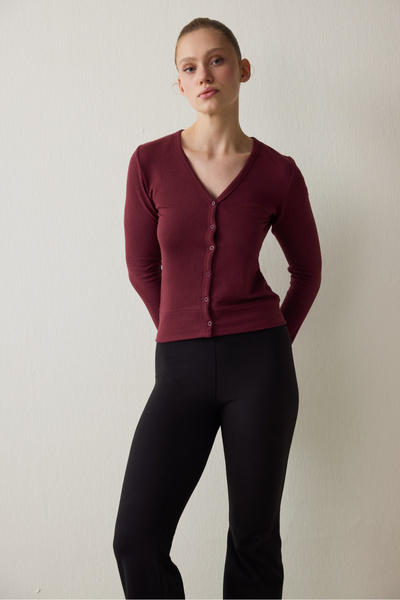 Penti Black Thermal Effect Velvet Textured High Waist Flare (Flared Leggings