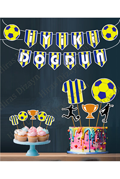 Hiras Dizayn مجموعة عيد ميلاد مكونة من 32 قطعة من Fanatik باللون الأصفر والأز...