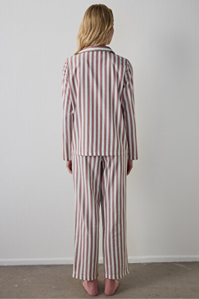 Penti Striped Modal Shirt Collar Buttoned Cotton Pajama Set