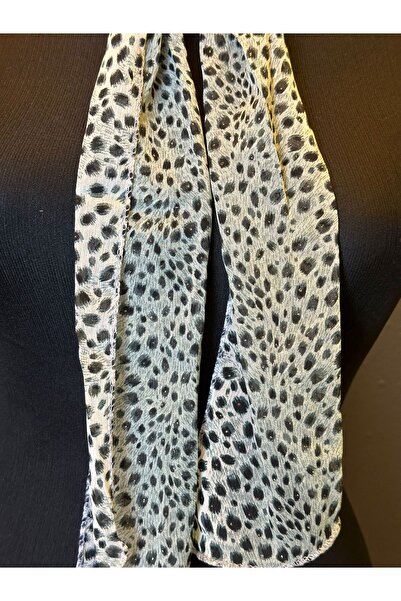 Gönülden Tasarım 115X15 см Леопардовий шифоновий шарф FÜME