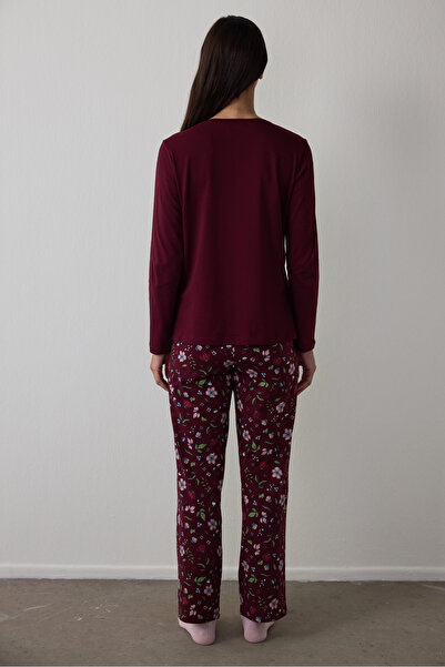 Penti Bordo Flower Showers Trouser Pajama Set