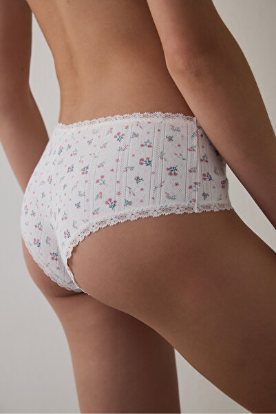 Penti Ecru Pointel Printes Hipster Panties