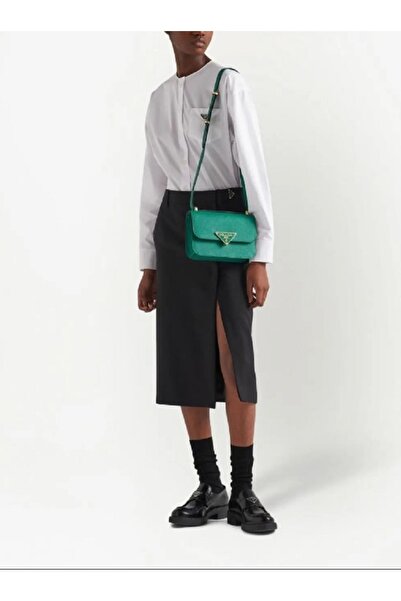 Prada Sport Complete Leather Shoulder Bag with Metal Emblem