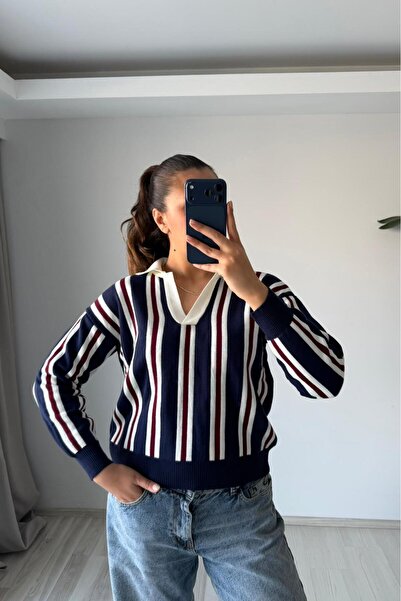 Güneş Πλεκτό με λαιμόκοψη V – Ναυτικό μπλε