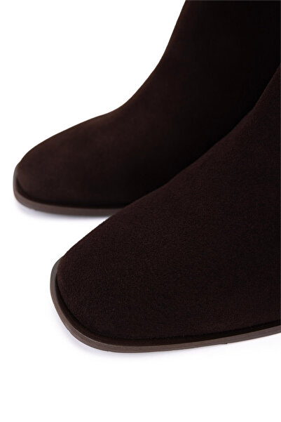 Tamer Tanca Kadın Hakiki Deri Kahverengi Süet Topuklu Bot