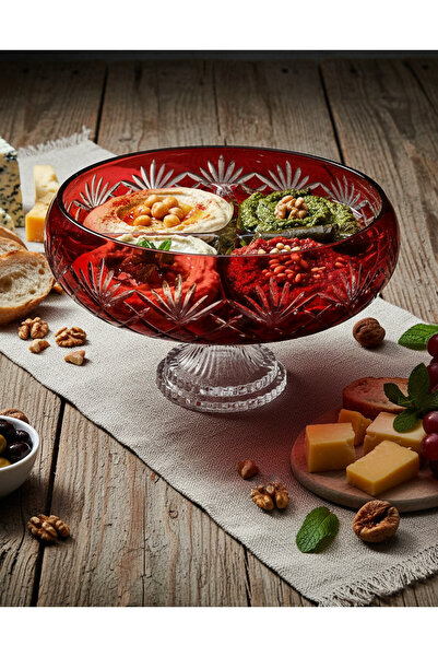 Akden Kristal KESME KRİSTAL DEKOR AYAKLI SWİSS SOFRA KASE