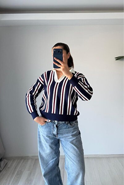 Güneş Πλεκτό με λαιμόκοψη V – Ναυτικό μπλε