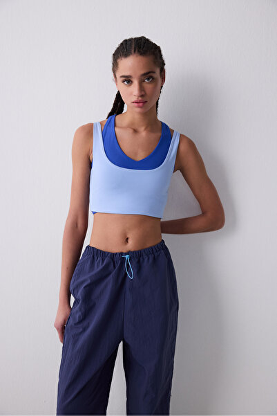 Penti Sporty Square Neck Açık Mavi Üst