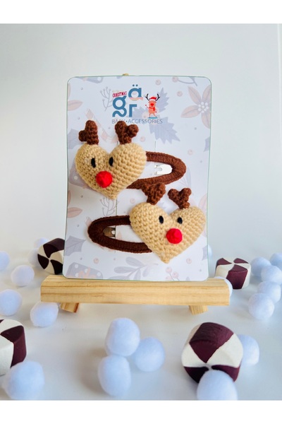 Gra Baby Accessories Knitted 2-Piece Snap Buckle Christmas Reindeer