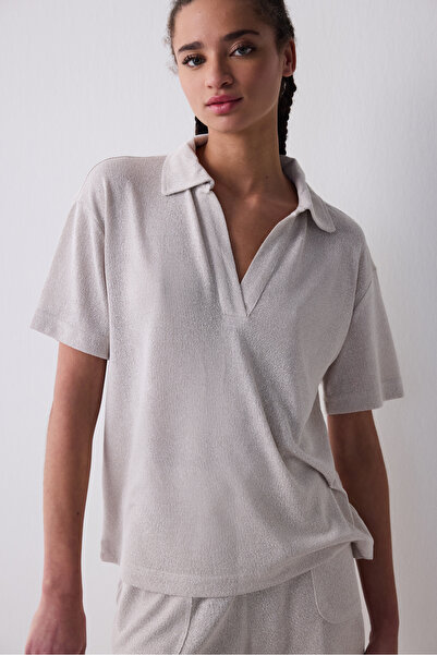 Penti Μπλουζάκι Polo Neck Loose ανοιχτό μπεζ