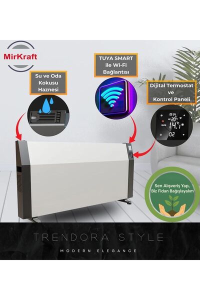 Mirkraft ECON 110 Antrasit/Beyaz Dijital Konvektör Isıtıcı
