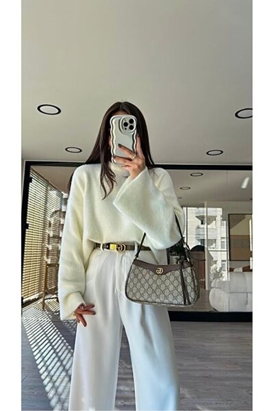 ThisBest Yumoş Bearded Yarn Wide Sleeve Detailed Women's Knitwear Sweater-Trend