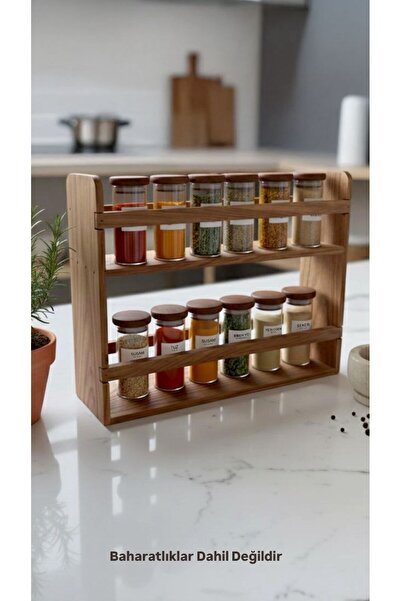 Kitchen Life 2 Tier Countertop Wooden Shelf Spice Rack Organizer Decorative Stand Kitchen, Bathroom and Office Organizer
