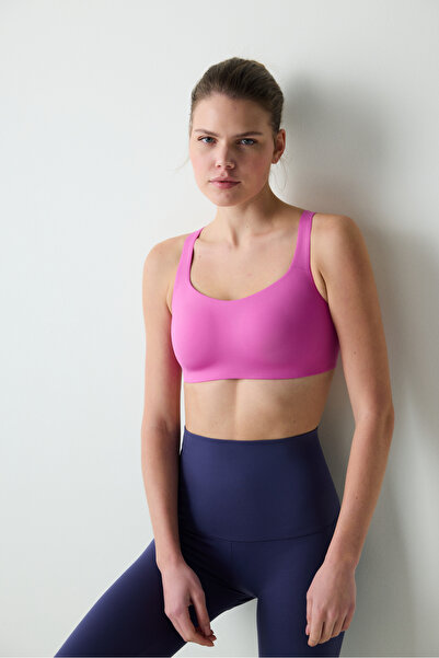Penti Fuşya Yüksek Destek Sırt Detaylı Spor Sütyeni